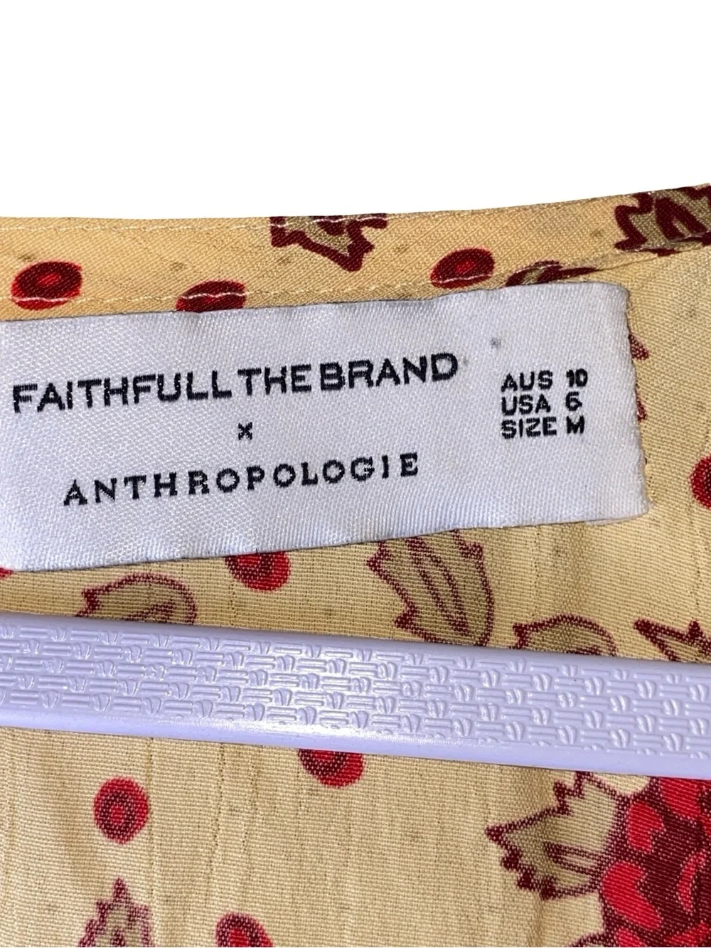 Faithfull The Brand x Anthropologie Floral Midi Dress‎ - Yellow/Red Rose, Size 6